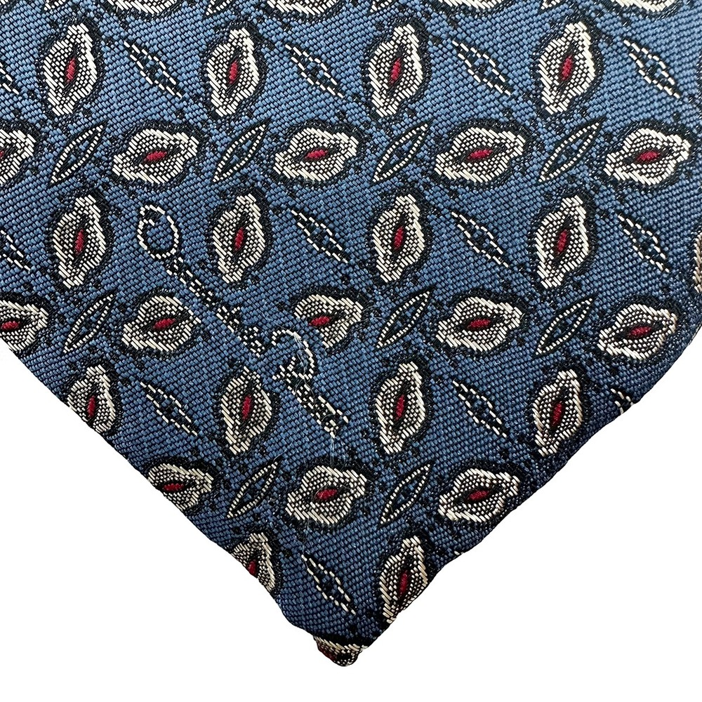 OSCAR DE LA RENTA Men's Leaf Neck Tie • blue, silver, red • office wedding party - Picture 6 of 6